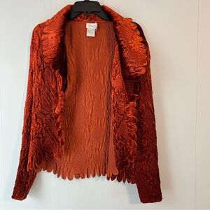 Burnt Orange Textured Women's large Jacket/cardigan. Vintage Great Caraliver